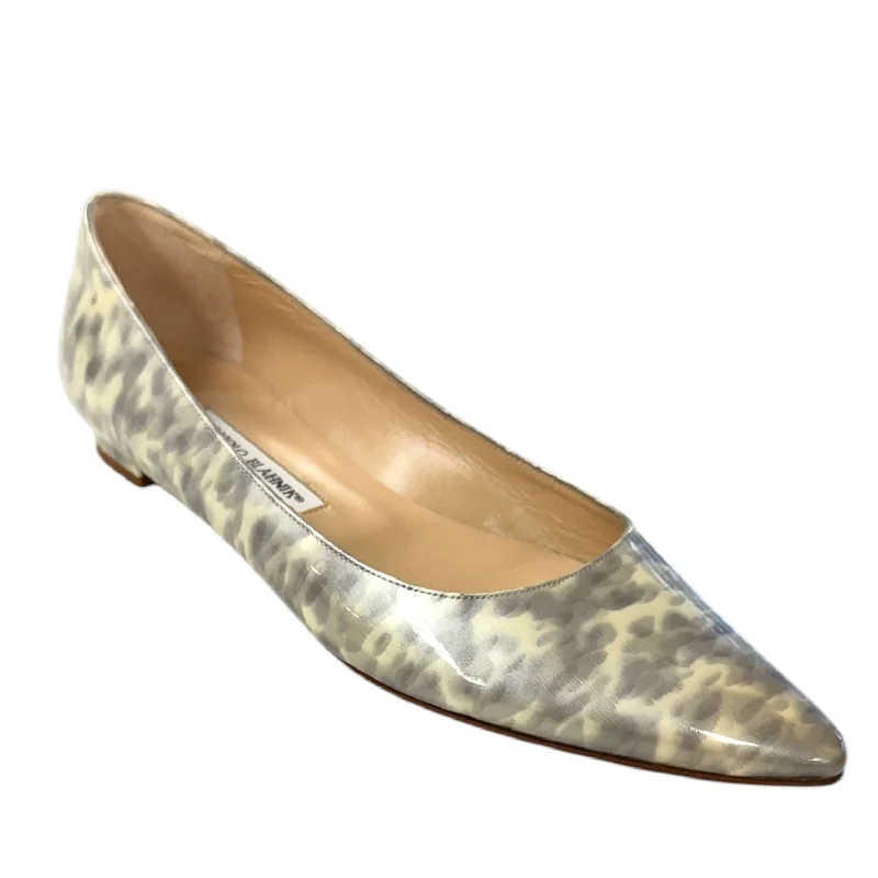 Flats with sustainable canvas fibers-Patent Leather Titto Ballet Flats Luxury Designer Manolo Blahnik, Size US 9.5/IT 39.5