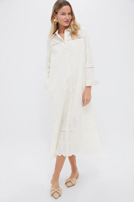 Comfortable jersey maxi dresses-Ivory Eyelet Griffin Dress