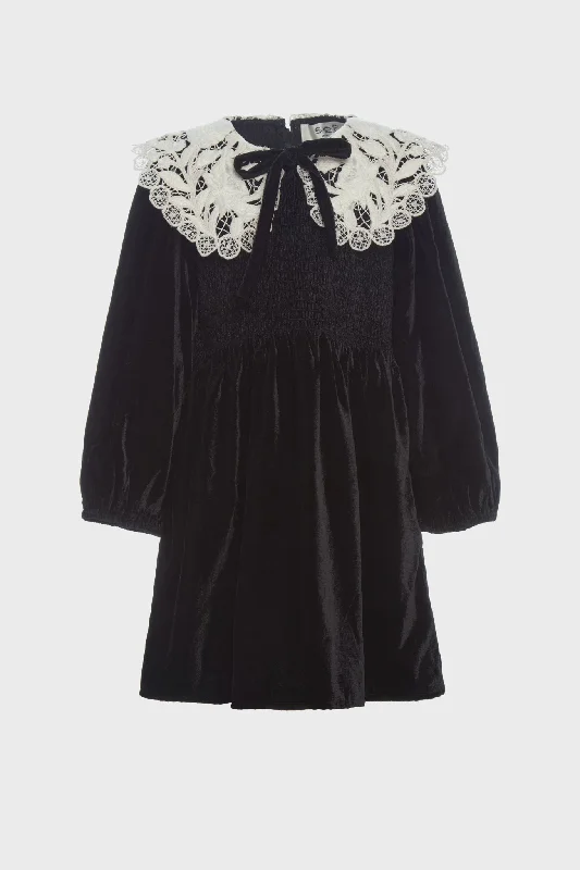 Elegant wrap mini dresses-Black Kristeen Lace Long Sleeve Dress