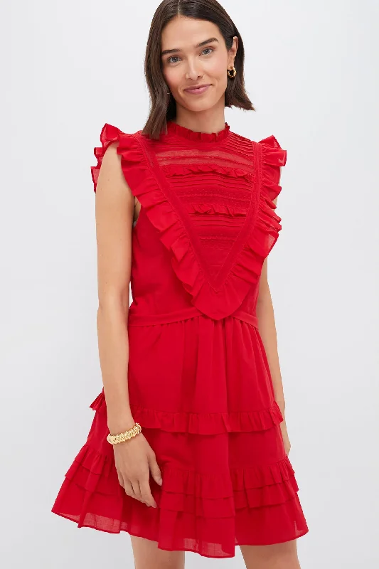 Affordable formal dresses-Red Cecilia Ruffle Dress