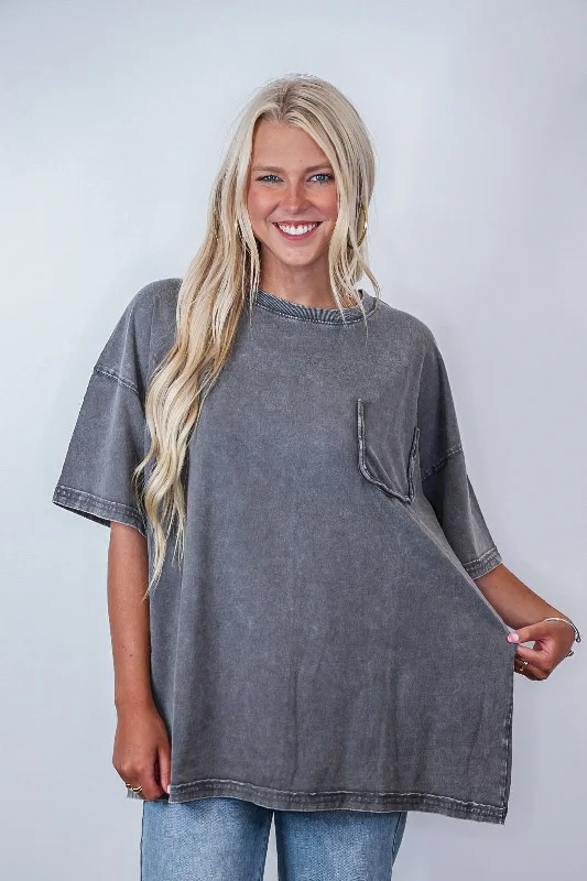 casual zip-up tops for streetwear-Perfectly Oversized Washed Grey Top