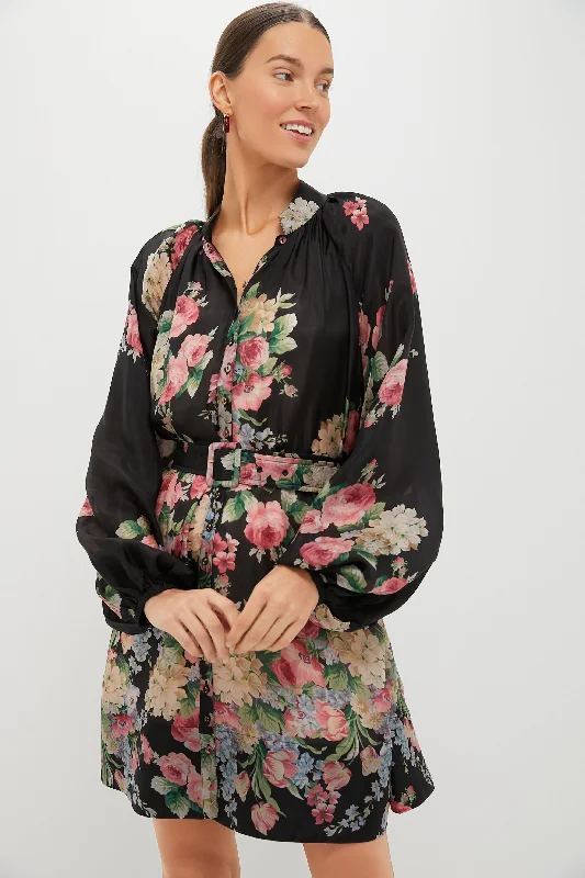 Long sleeve maxi dresses-Flower Market Cupro Button Down Dress