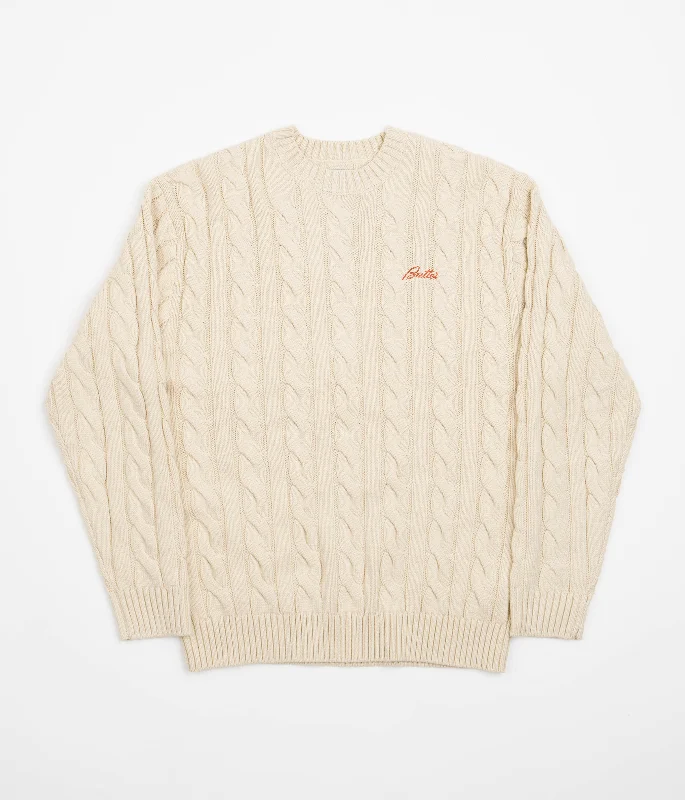 Hoodies & sweatshirts with light mesh texture-Butter Goods Cable Knit Sweatshirt - Bone