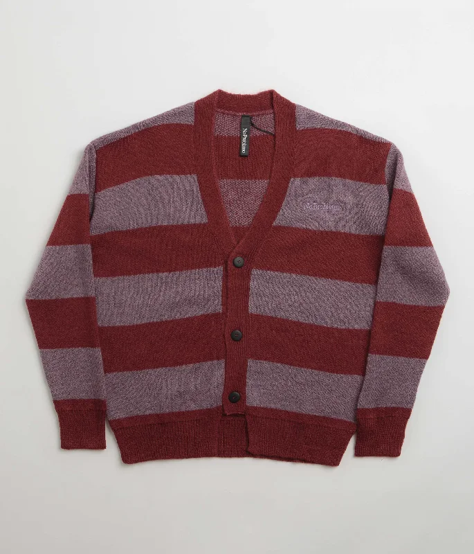 Hoodies & sweatshirts with sustainable cotton weave-No Problemo Striped Mohair Oversized Cardigan - Burgundy Multi