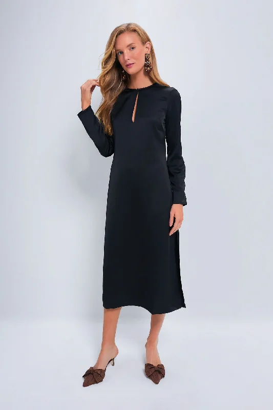 Trendy off-shoulder maxi dresses-Black Isabel Longsleeve Dress