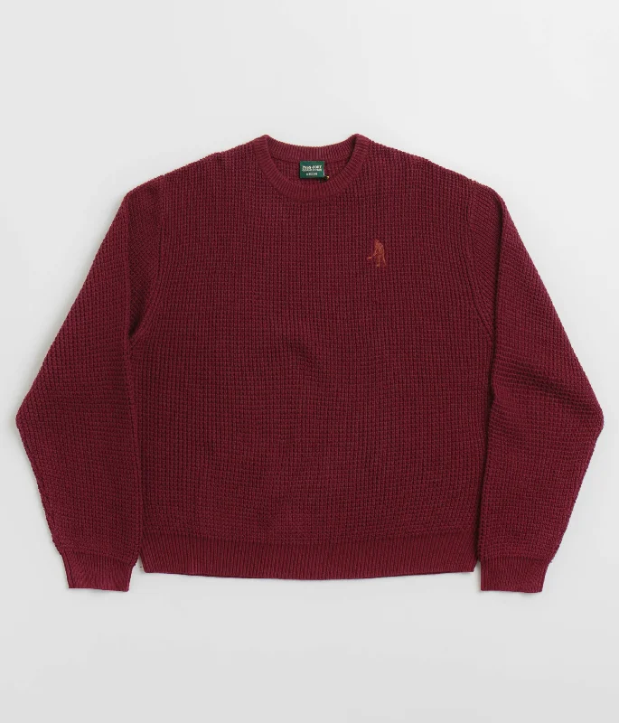 Hoodies & sweatshirts with light mesh texture-Pass Port Organic Cotton Waffle Knit Sweatshirt - Maroon