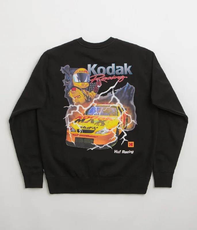 Hoodies & sweatshirts with bold neon hues-HUF x Kodak Ride The Lightning Crewneck Sweatshirt - Black