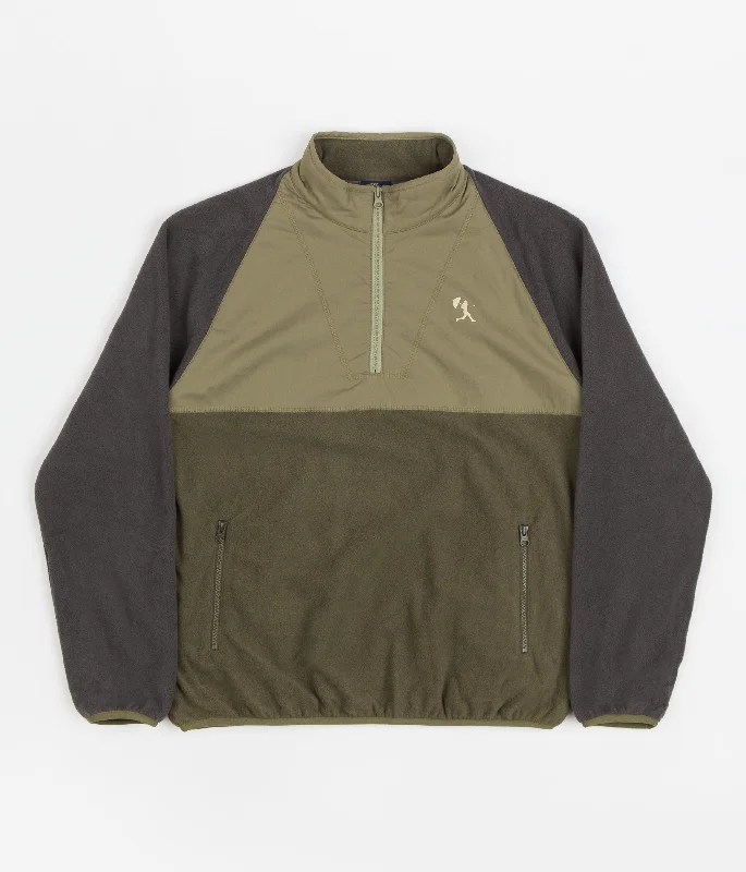 Hoodies & sweatshirts with abstract trendy appeal-Helas Baller Quarter Zip Sweatshirt - Green / Taupe