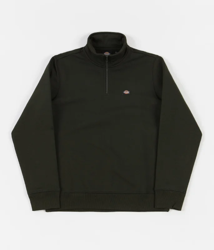 Hoodies & sweatshirts with heavy fleece warmth-Dickies Oakport Quarter Zip Sweatshirt - Olive Green