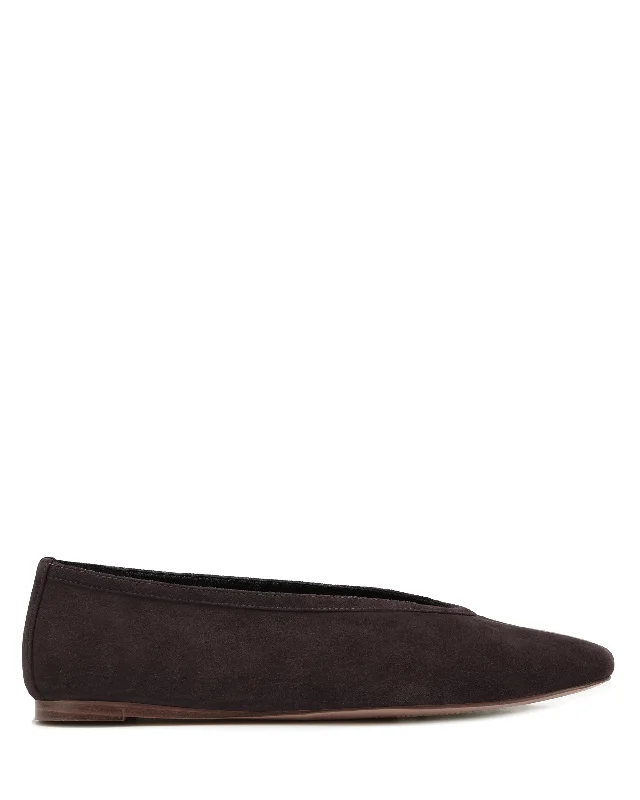 Flats with round toe modern elegance-Lane Brown Suede