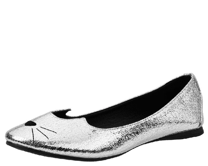 Flats with high-end woven elegance-Silver Crackle Sophistakitty Flat