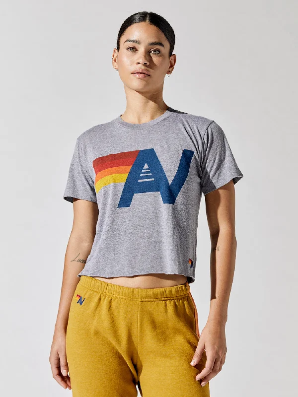 sporty crop tops for activewear-Logo Boyfriend Tee - Heather Grey