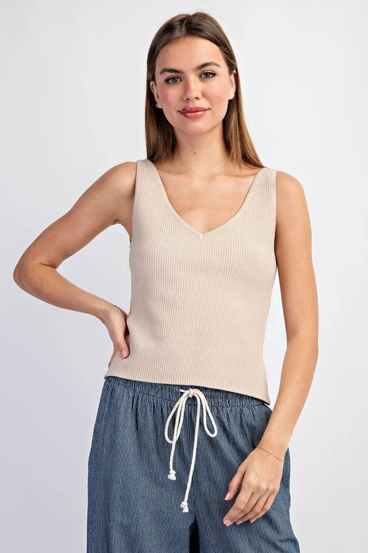 loose-fit tops for casual wear-Essential Fave Oatmeal Tank Top