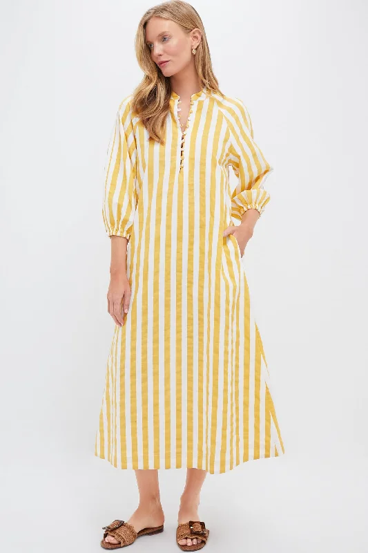 White summer dresses-Marigold Stripe Maryse Caftan