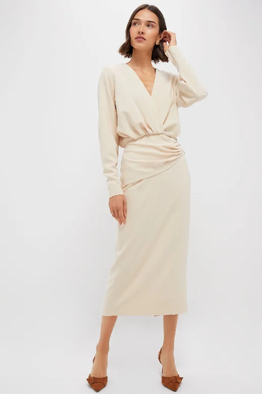 Vintage velvet maxi dresses-Cream Fraser Midi Dress