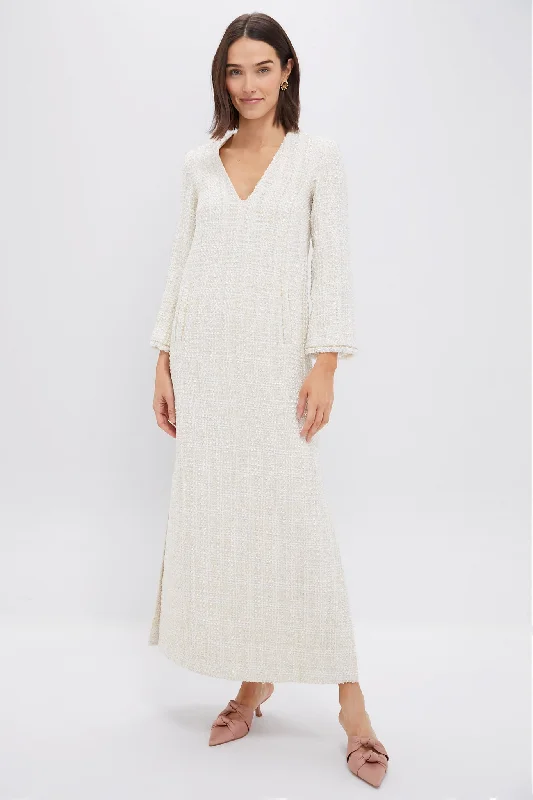 Comfortable travel dresses-Cream Eponine Tweed Dress