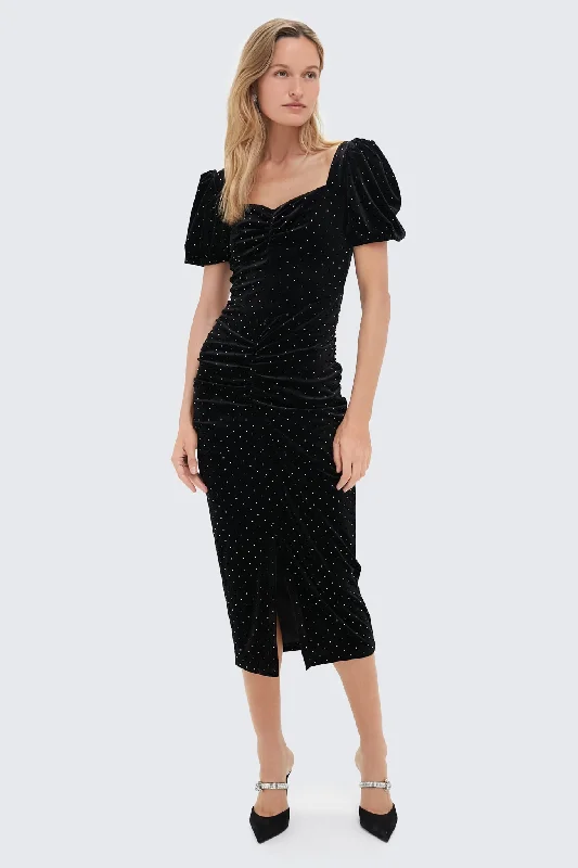 Long sleeve maxi dresses-Black Felina Midi Dress