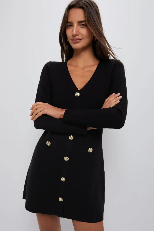 Sexy club midi dresses-Black Elizabeth Knit Dress