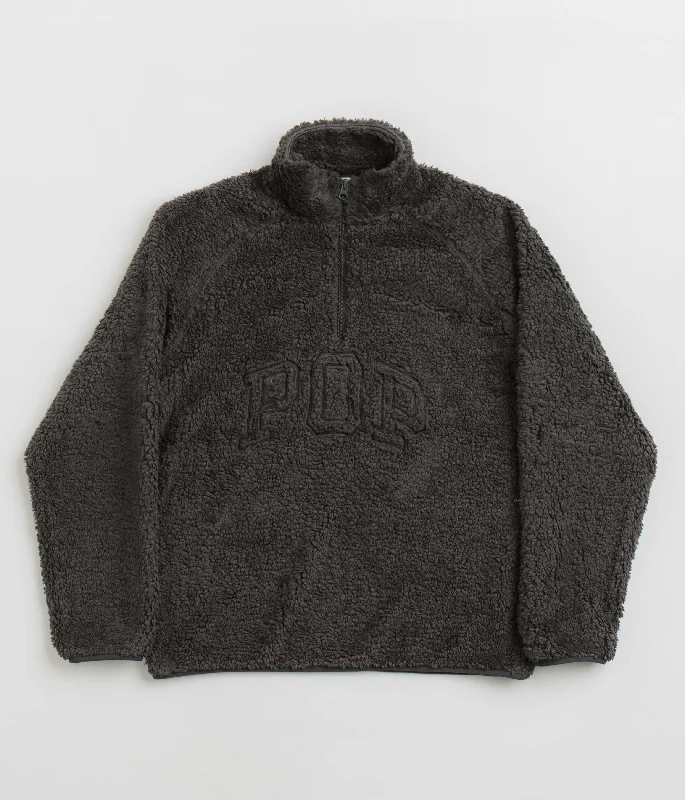 Hoodies & sweatshirts with graphic trendy patterns-Pop Trading Company Arch 1/2 Zip Fleece Sweatshirt - Charcoal