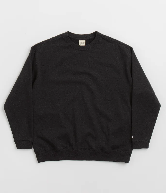 Hoodies & sweatshirts with smooth velour sheen-Snow Peak Recycled Cotton Crewneck Sweatshirt - Black