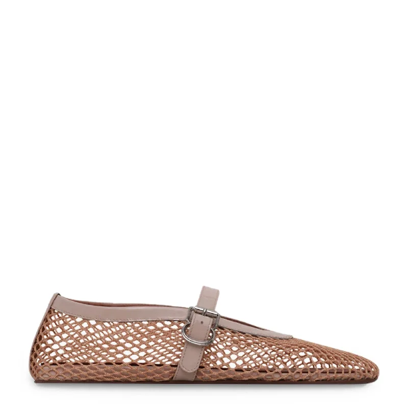 Flats with textured rubber weave-Fishnet Ballet Flats, Nude