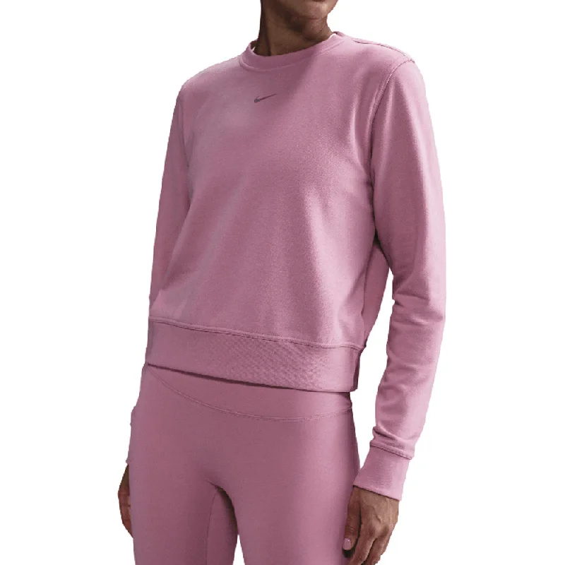 Hoodies & sweatshirts with sustainable cotton fibers-Women`s Dri-FIT One Crew-Neck French Terry Sweatshirt Elemental Pink and Black