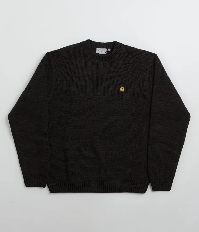 Hoodies & sweatshirts with thermal plush padding-Carhartt Chane Crewneck Sweatshirt - Black / Gold