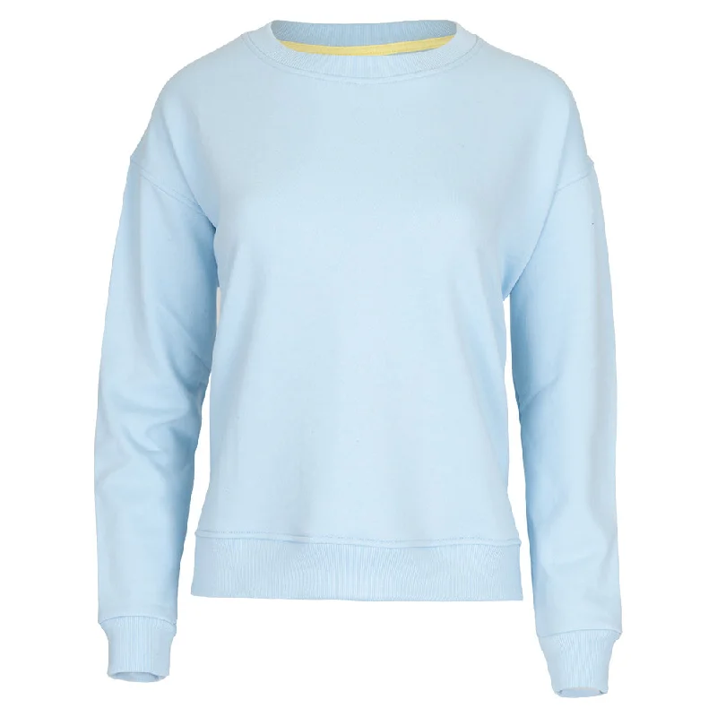 Hoodies & sweatshirts with smooth wool finish-Women`s Happiest On The Court Tennis Sweatshirt Blue and Yellow