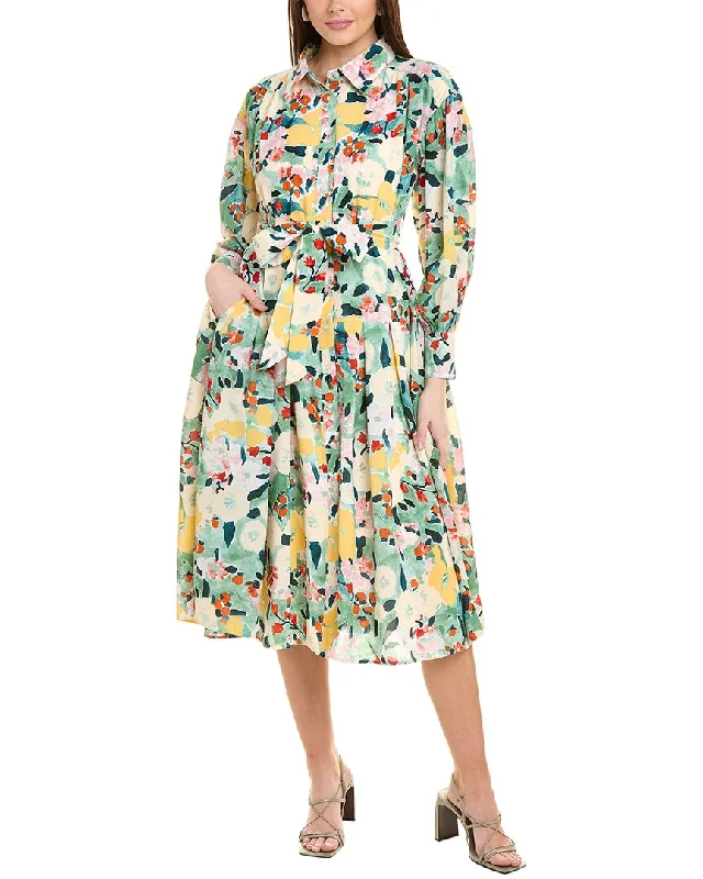 Minimalist midi maxi dresses-Gracia Watercolor Print Shirtdress