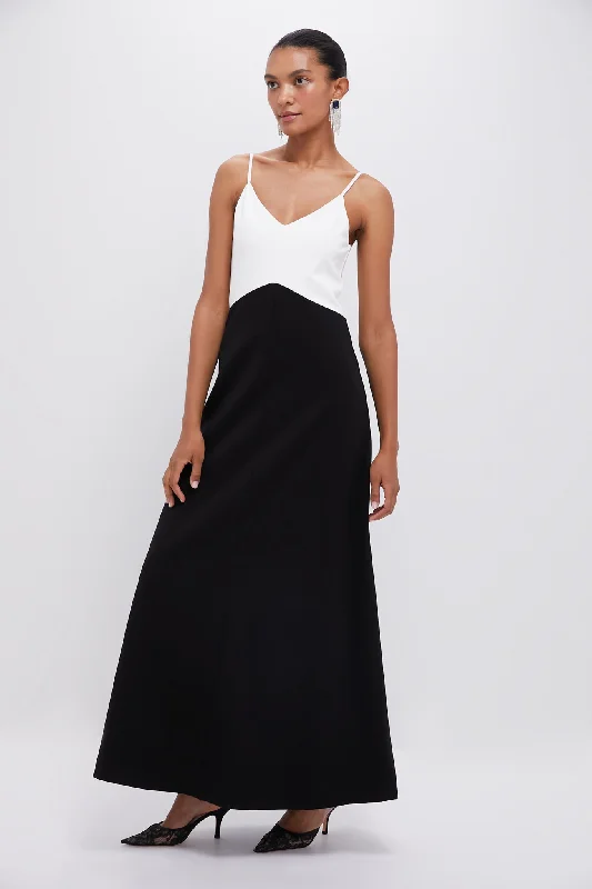 Modern tiered dresses-Black and White Lorelai Maxi Dress