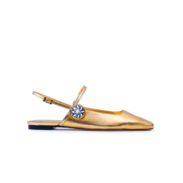 Flats with heavy suede support-Urania - Gold