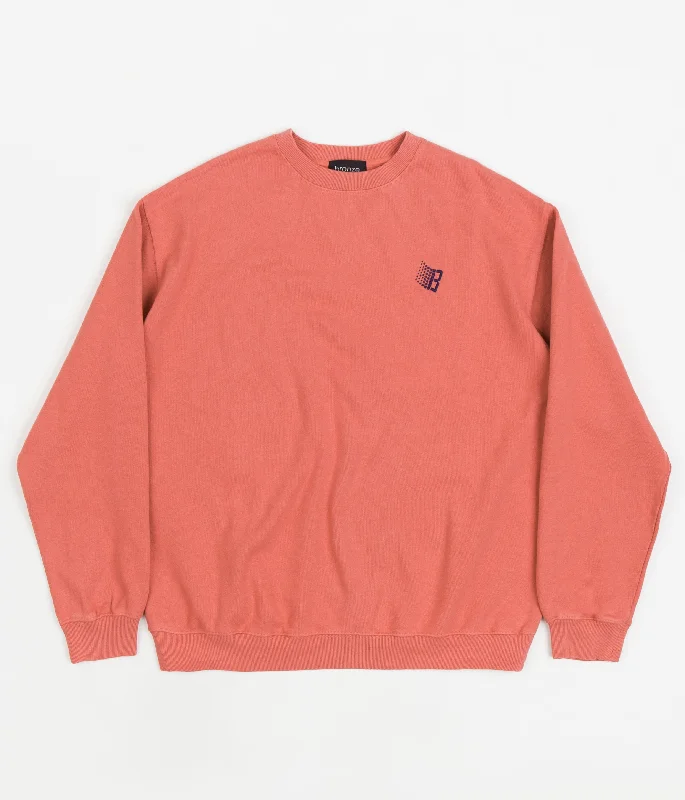 Hoodies & sweatshirts with premium custom designs-Bronze 56K B Logo Embroidered Crewneck Sweatshirt - Salmon