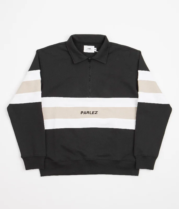 Hoodies & sweatshirts with striped modern style-Parlez Tether 1/4 Zip Sweatshirt - Black