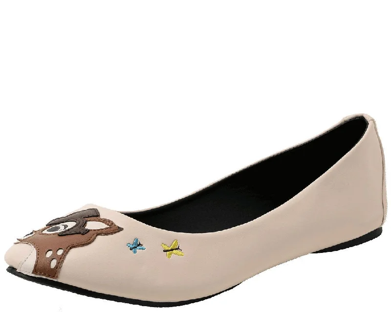 Flats with geometric chic charm-Cream Deer Flats