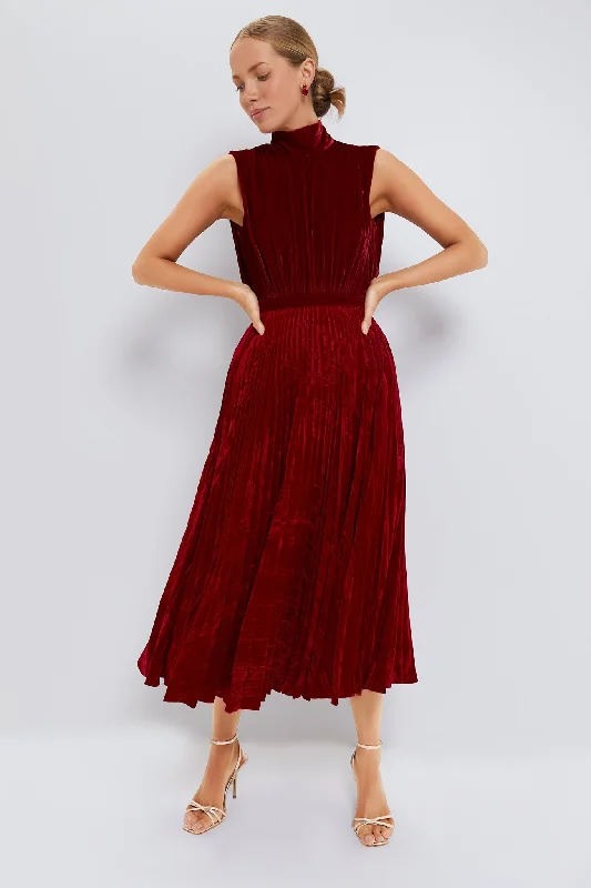 Bold geometric maxi dresses-True Red Fleur Velvet C Dress