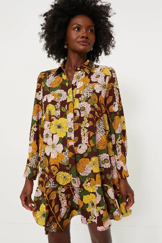 Soft knit maxi dresses-Fall Florals Crepe Callahan Shirt Dress