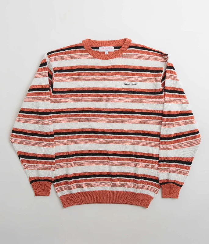 Hoodies & sweatshirts with light wool texture-Yardsale Mirage Knit Sweatshirt - Orange / White