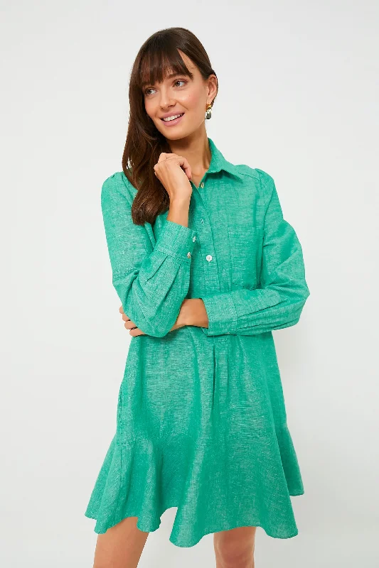 Luxury evening dresses-Sea Green Callahan Shirt Dress