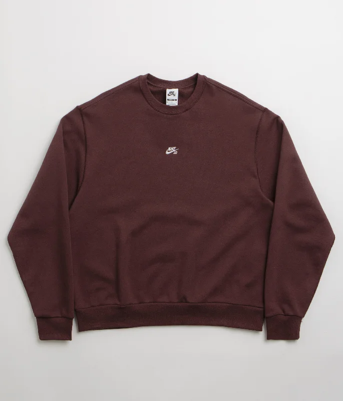 Hoodies & sweatshirts with organic jersey softness-Nike SB Essential Logo Crewneck Sweatshirt - Burgundy Crush / White