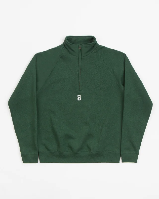 Hoodies & sweatshirts with neutral tone versatility-Poetic Collective Classic Half Zip Sweatshirt - Bottle Green