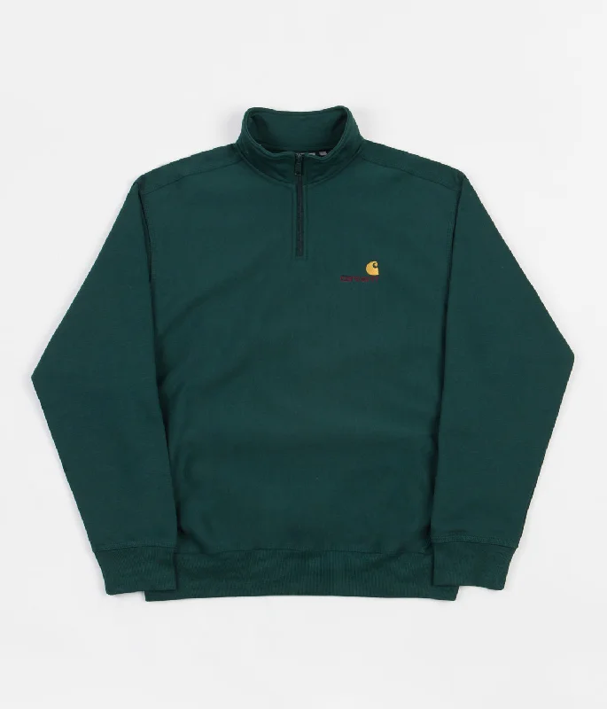 Hoodies & sweatshirts with plush mesh elegance-Carhartt Half Zip American Script Sweatshirt - Hedge