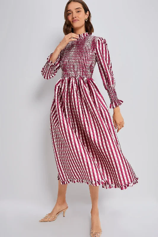 Cozy sweater maxi dresses-Wine Gingham Molly Dress