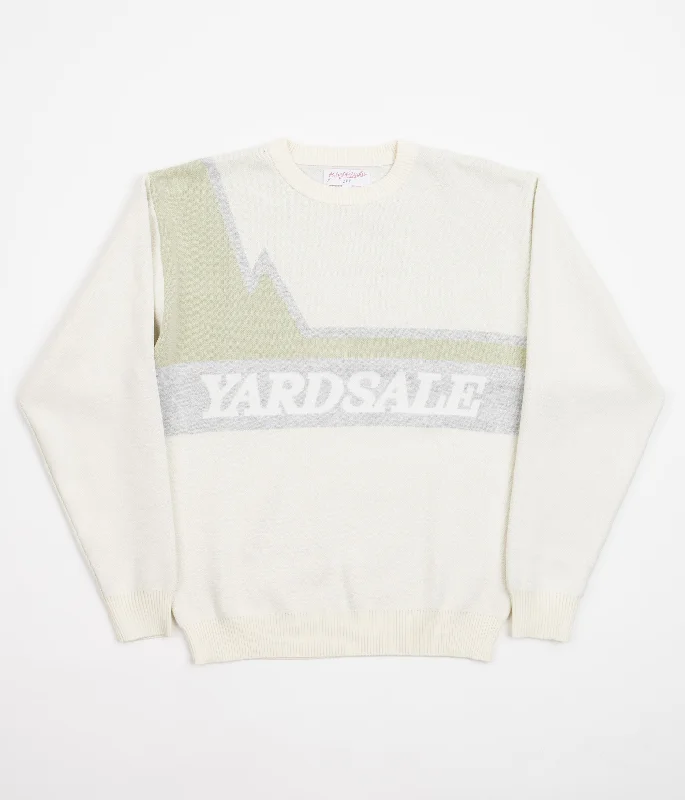 Hoodies & sweatshirts with graphic bold prints-Yardsale Mountain Knitted Sweatshirt - Off-White / Green