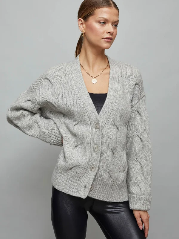 cardigan tops for versatile layering-Chunky Button-Front Cardigan - Heather Grey