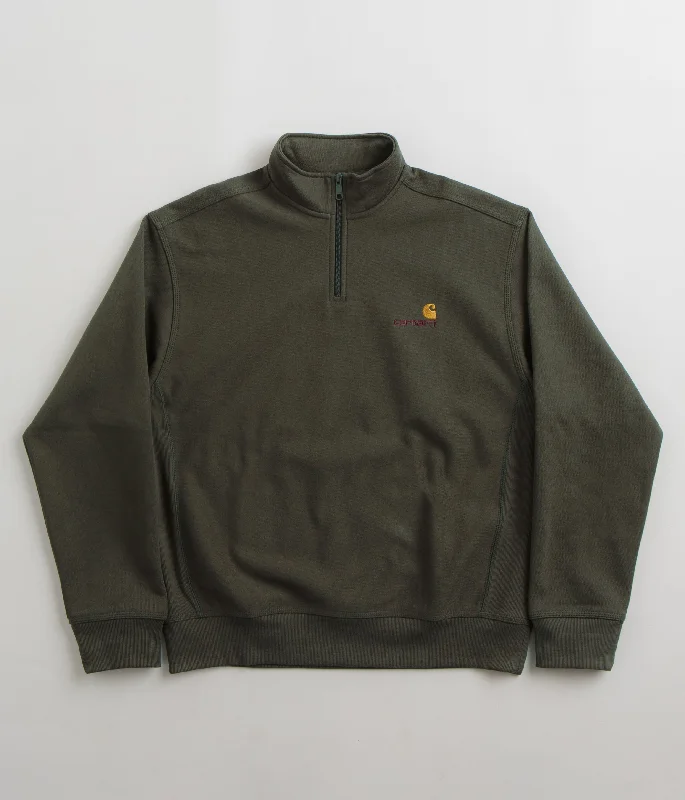 Hoodies & sweatshirts with sustainable jersey weave-Carhartt Half Zip American Script Sweatshirt - Plant