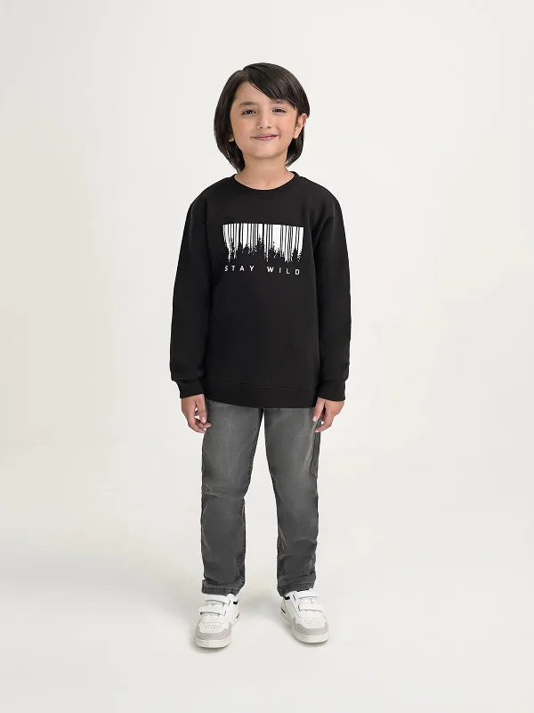 Hoodies & sweatshirts with microfiber plush durability-"GLEN" Playful Crew Neck Sweatshirt