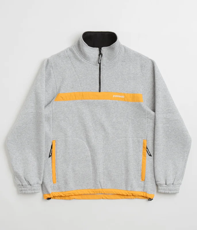 Hoodies & sweatshirts with plaid rustic charm-Pasteelo Contrast 1/4 Zip Sweatshirt - Heather Grey / Gold