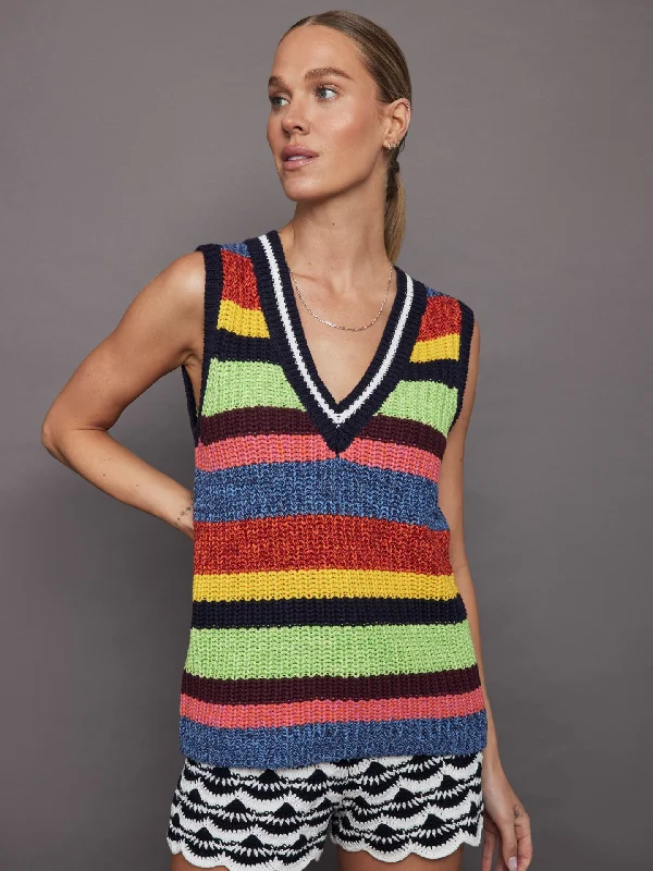 trendy tops for summer outfits-Wabi Sabi Nikko Knit Vest - Stripe