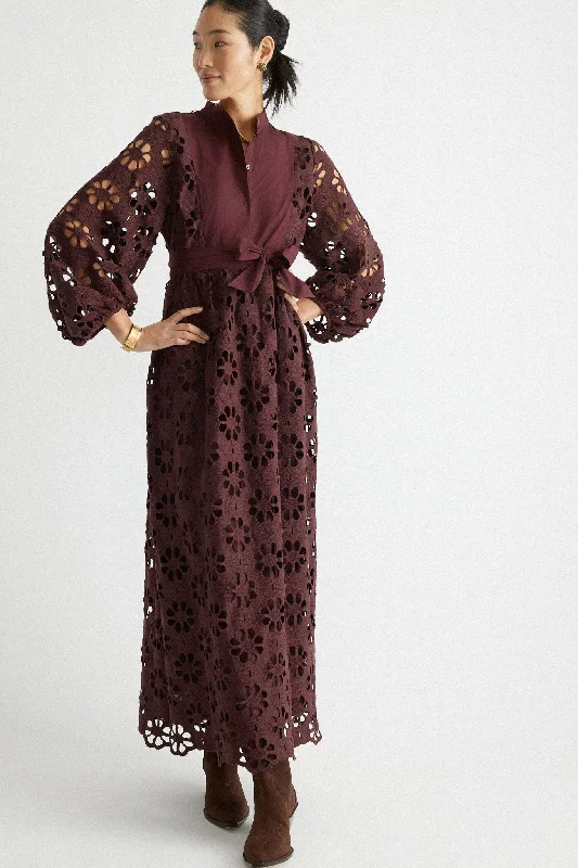 Casual tunic maxi dresses-Merlot Lace Calliope Dress