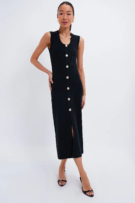 Comfortable lounge maxi dresses-Black Knit Richie Maxi Dress